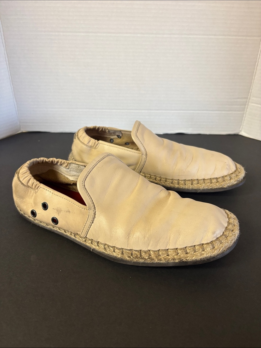 Coach Men's Beige Slip-On Espadrille Loafers (Italian calf skin).